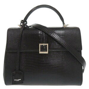 Saint Laurent Le Fermoir Lizard Black Handbag Shoulder Bag